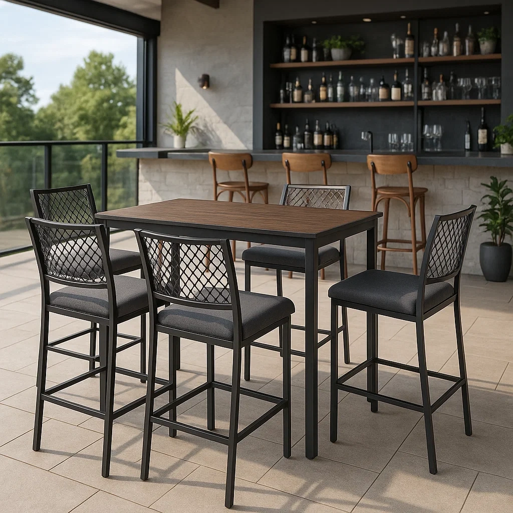 Mobilier d'extérieur et de terrasse,Ensemble de chaises de bar de jardin - Livingroomfurn
