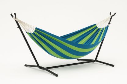 Hängematte mit Gestell aus Baumwolle Polyester Stahl Blau Grün