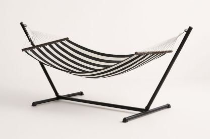 Metallrahmen Hängematte mit Polyesterstoff Schwarz/Weiß 200cm x 120cm