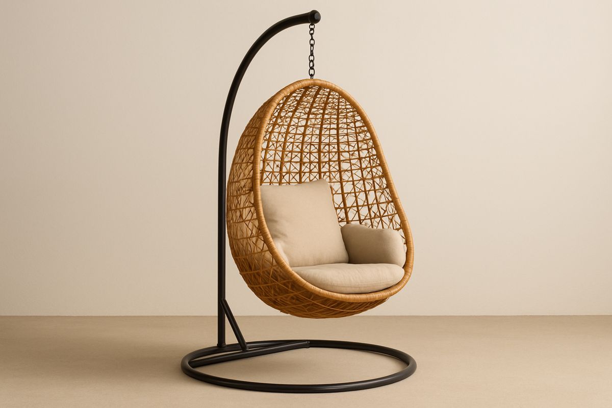 Hängesessel aus Rattan mit Kissen Braun