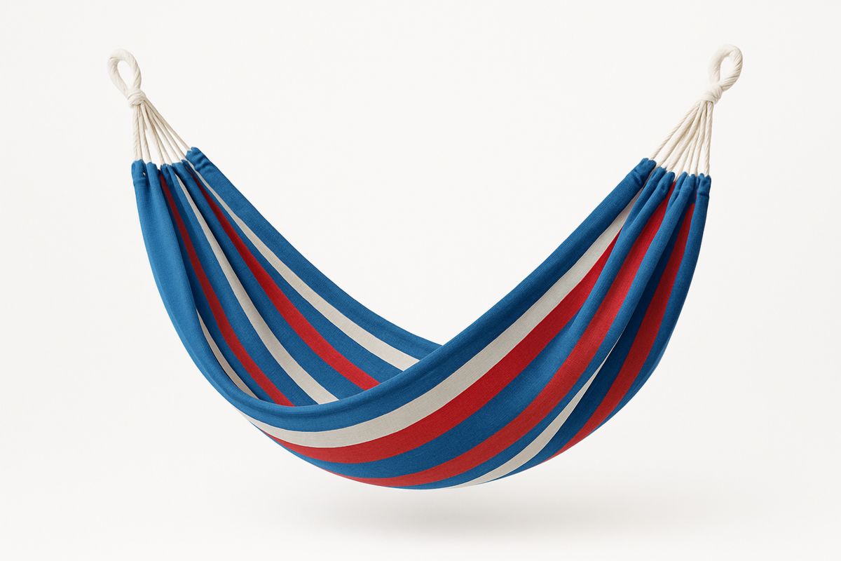 Hängematte Baumwolle Streifenmuster blau/rot/weiß 200cm x 150cm