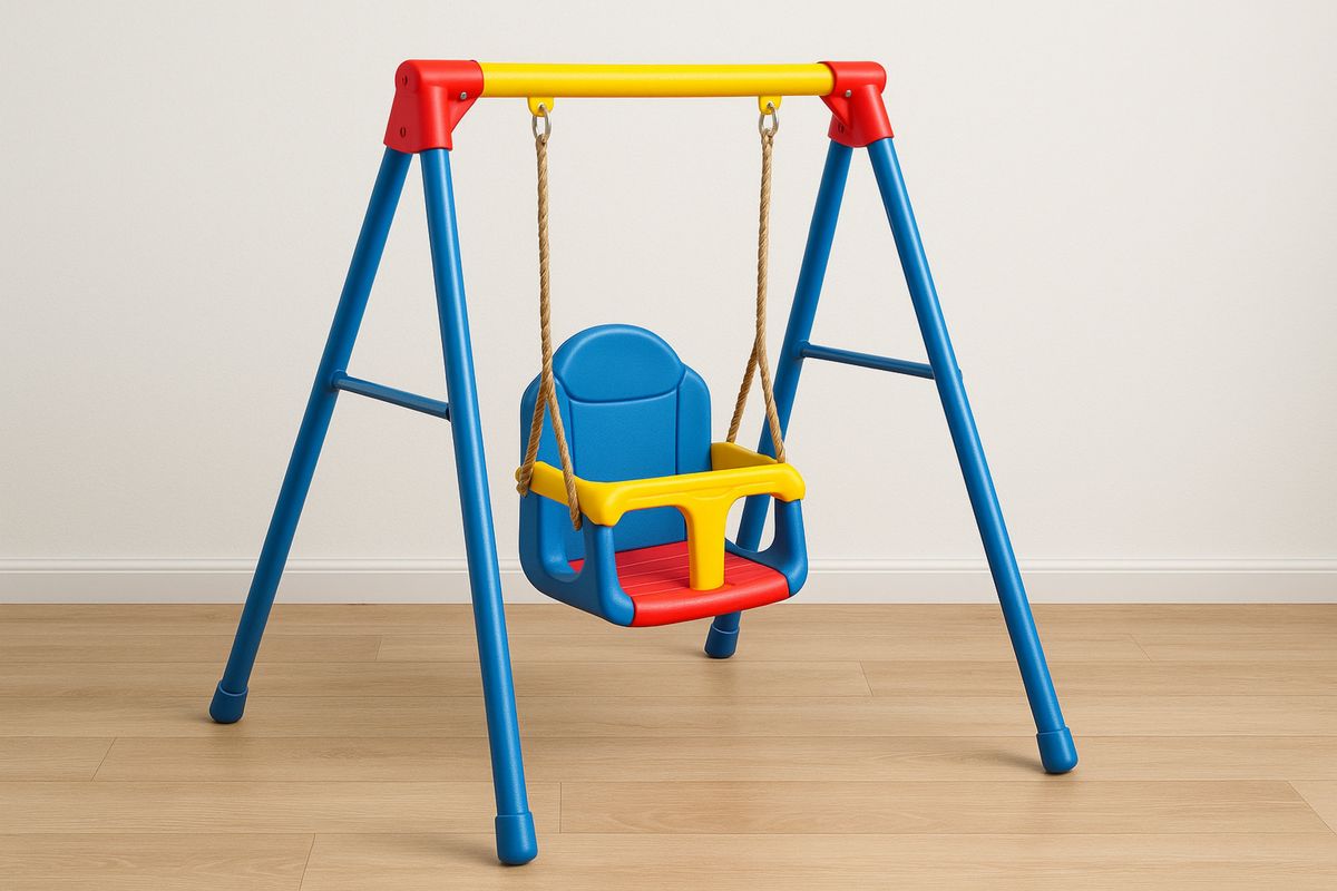 Kinderschaukel Kunststoff Blau/Gelb/Rot 120x115x100cm mit Seil