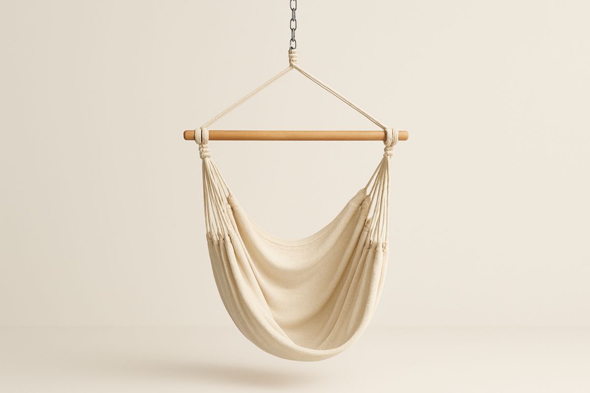 Hängesessel Baumwolle Holz Beige