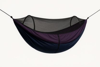 Leichte Camping-Hängematte aus Nylon mit Moskitonetz – Violett/Schwarz, 290×145 cm