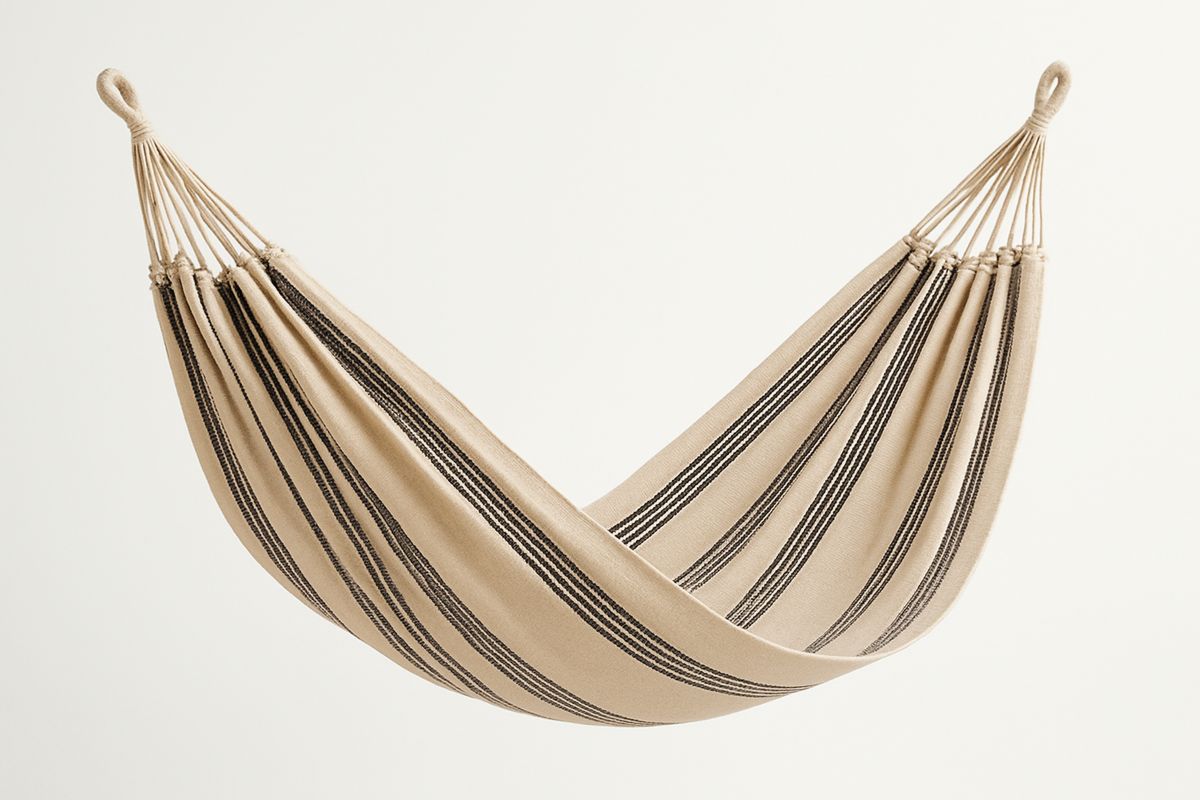 Hängematte Baumwolle Streifenmuster Beige/Schwarz 200x150 cm