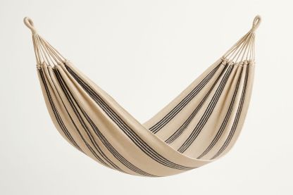 Hängematte Baumwolle Streifenmuster Beige/Schwarz 200x150 cm