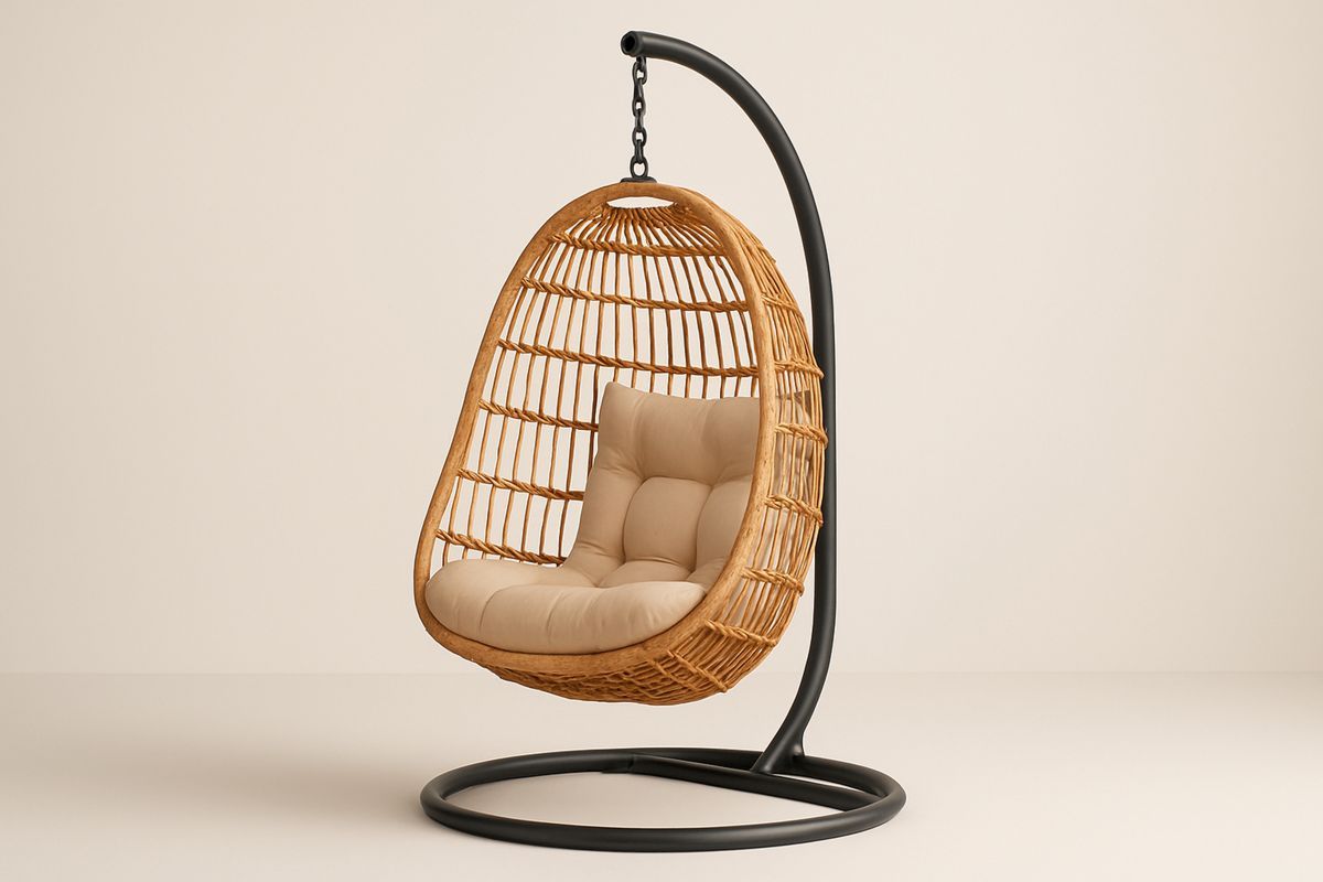 Hängesessel aus Rattan mit Stahlrahmen Braun/Beige