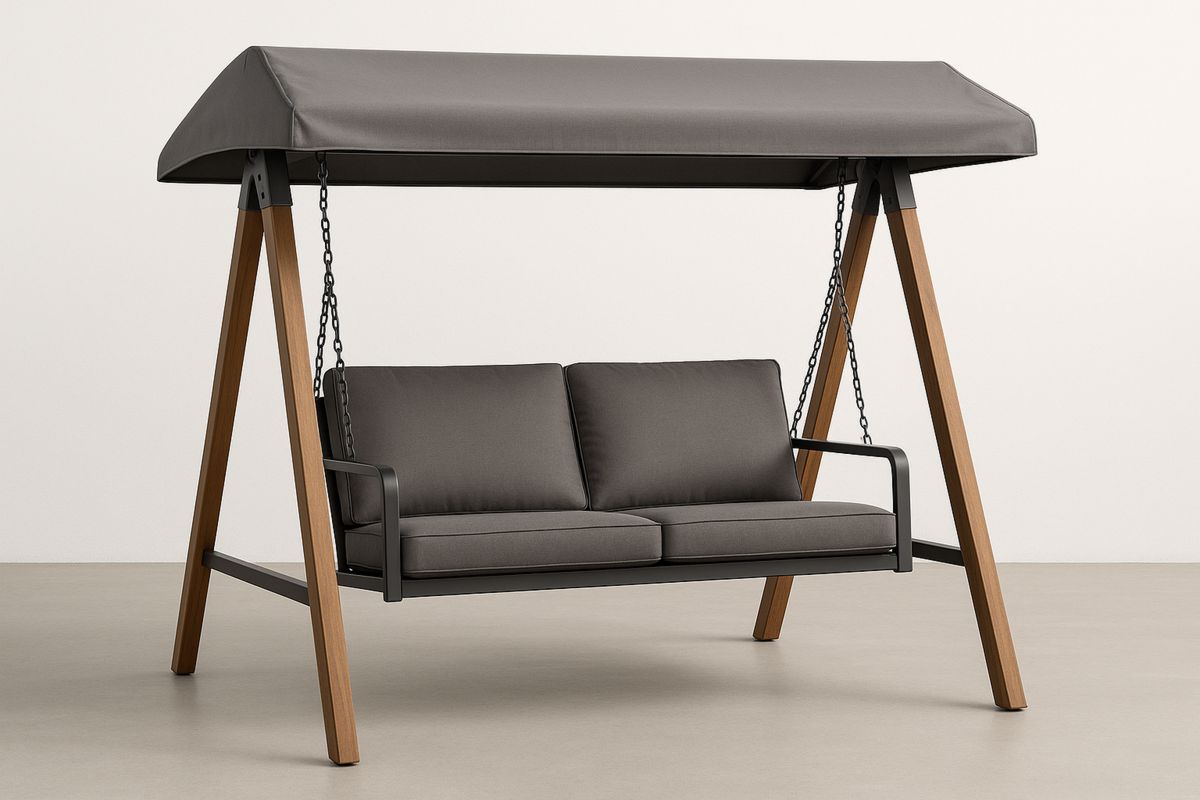 Zweisitzer-Gartenschaukel Stahlrahmen Polyesterkissen – Dunkelgrau 200×120×180 cm