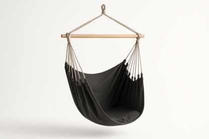 Hängesessel Baumwolle Eschenholz Schwarz 100x60x150 cm
