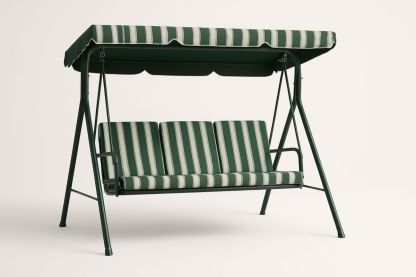 3-Sitzer Gartenschaukel Stahl Polyester Grün/Weiß