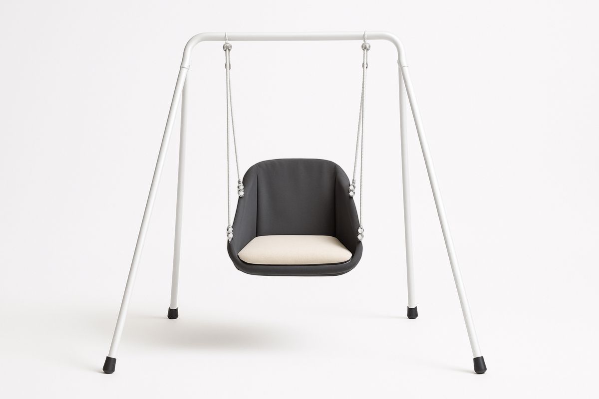 Kinderschaukel mit Metallrahmen mit Polyester Sitz Weiß/Schwarz