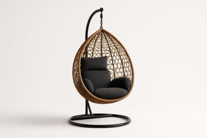 Hängesessel Rattan Stahl Schwarz/Braun 120 cm