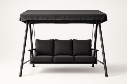 Dreisitzer-Gartenschaukel mit Stahlrahmen und Stoffbezug – Schwarz, 200 cm