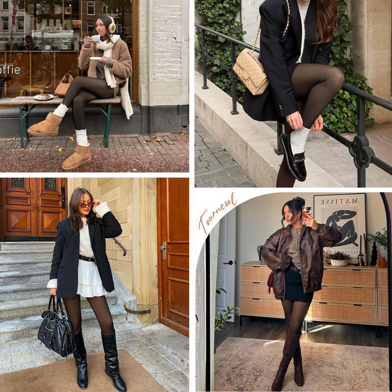 ​Winter Warmth Tights: Sheer with Wool Lining & Flatlock Seam