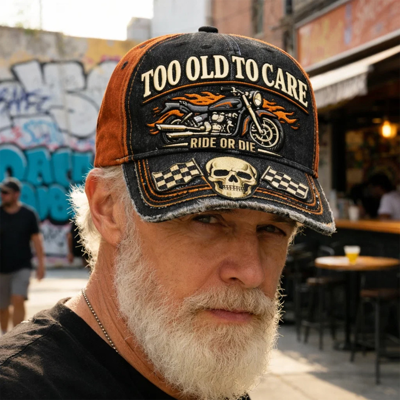 Too Old to Care Motorcycle Cap