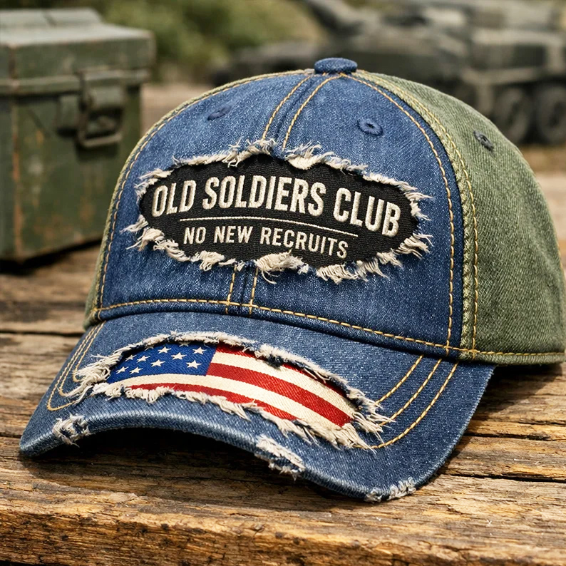 Vintage “Old Soldiers Club” Distressed Baseball Cap – No New Recruits Edition
