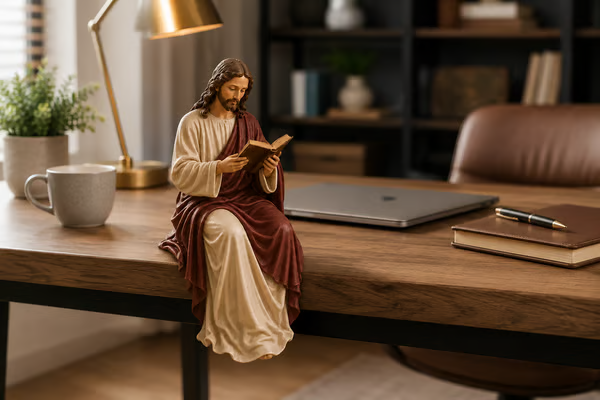 🙏Handcrafted Jesus Reading Bookshelf Figure - A Quiet Light for Your Bookshelf