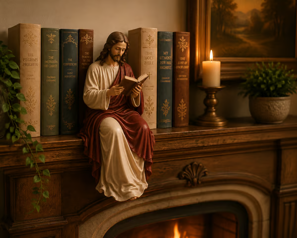 🙏Handcrafted Jesus Reading Bookshelf Figure - A Quiet Light for Your Bookshelf