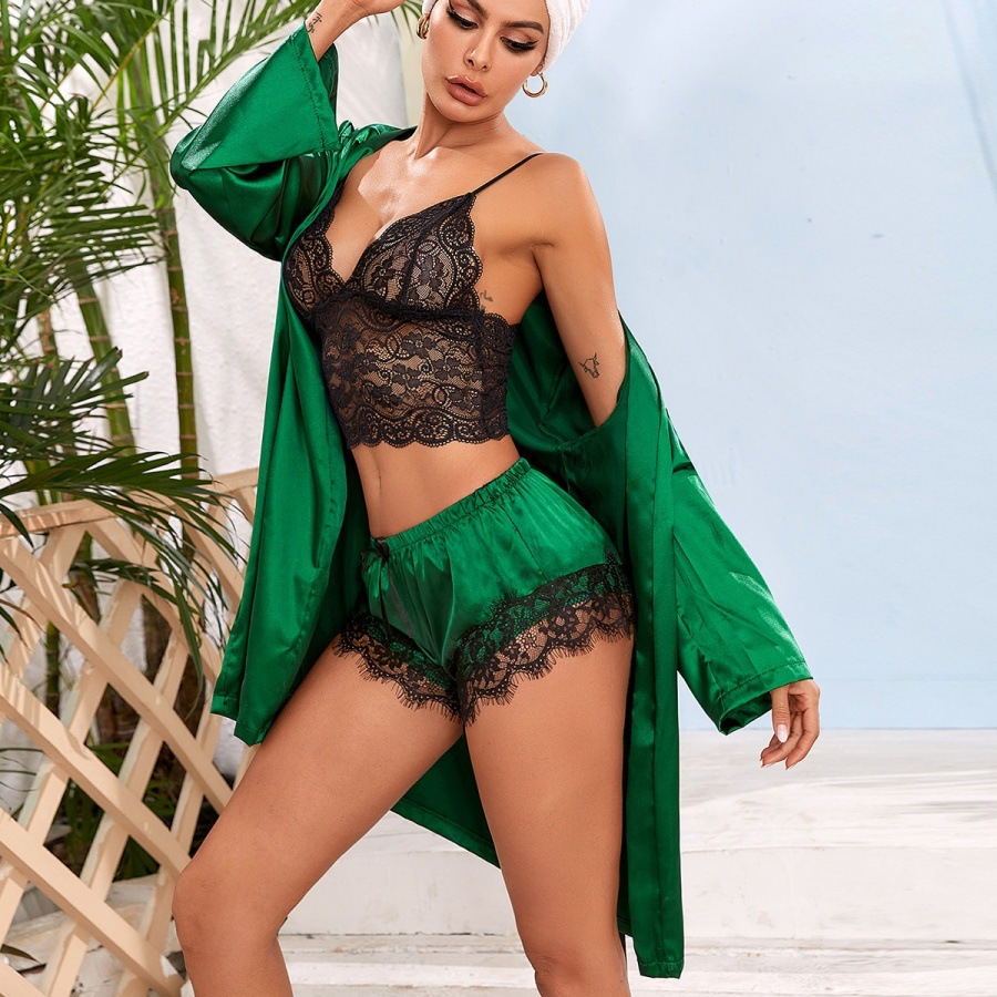 🔥LAST DAY SALE 49% OFF 🔥Valentine's Day 4 sets of lace satin sling pajamas set🌹