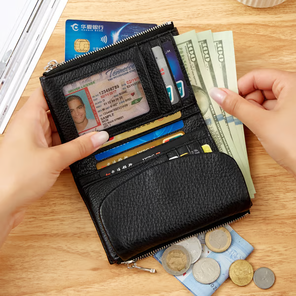 🔥⏰Unisex Pebble Real Leather RFID Wallet🔥