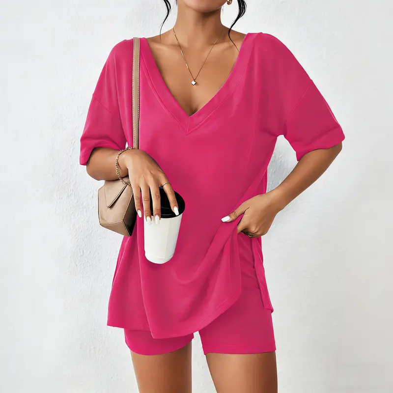 ✨LAST 3 HOURS 60%OFF SALES 💫Ladies Double V Neck Cozy Home Pajamas