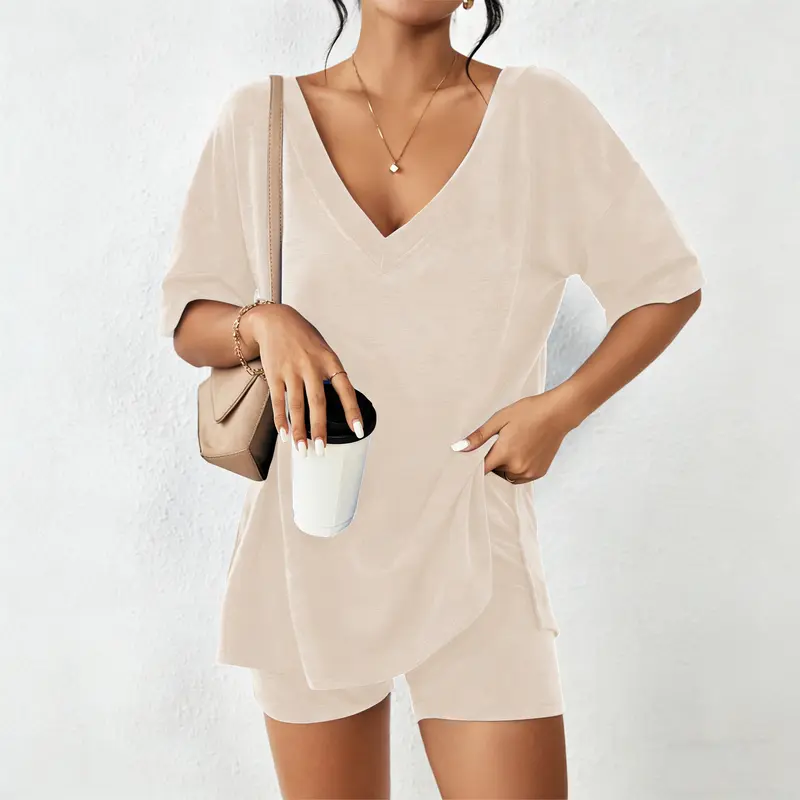 ✨LAST 3 HOURS 60%OFF SALES 💫Ladies Double V Neck Cozy Home Pajamas