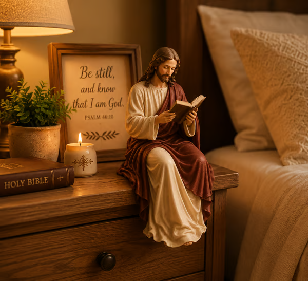 🙏Handcrafted Jesus Reading Bookshelf Figure - A Quiet Light for Your Bookshelf