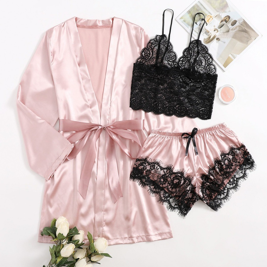 🔥LAST DAY SALE 49% OFF 🔥Valentine's Day 4 sets of lace satin sling pajamas set🌹