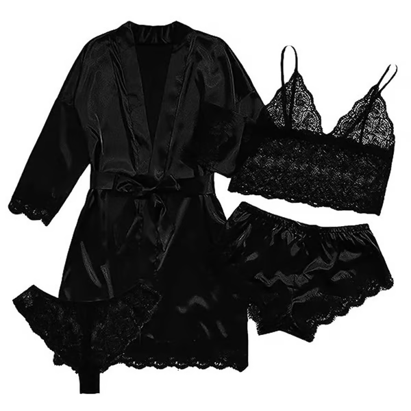 🔥LAST DAY SALE 49% OFF 🔥Valentine's Day 4 sets of lace satin sling pajamas set🌹