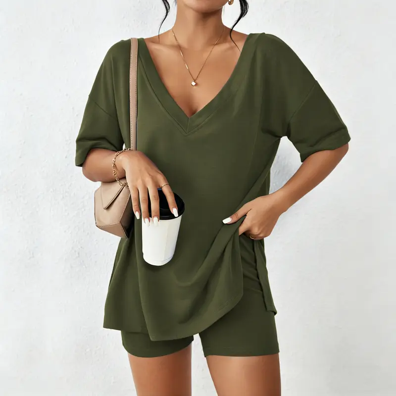 ✨LAST 3 HOURS 60%OFF SALES 💫Ladies Double V Neck Cozy Home Pajamas
