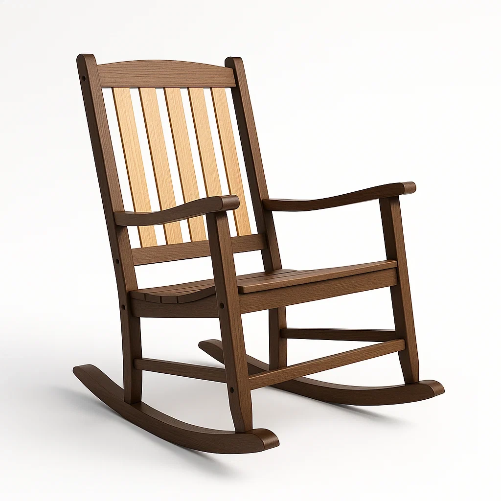 Sedia a dondolo da giardino in legno massiccio marrone-Furnistylemarket