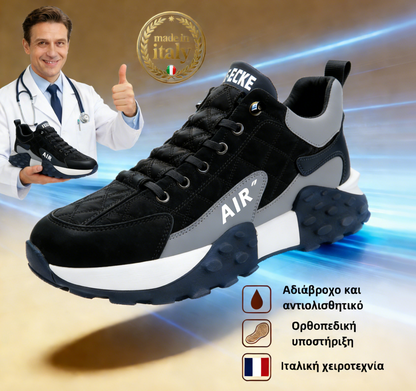 🐂【Έξυπνοι πάτοι】✅Δέρμα υψηλής ποιότητας + Χειροποίητο ραμμένο - Απαραίτητο για άνδρες 🔴Φορητός ποδίατρος❤️Κατασκευασμένο στην Ιταλία