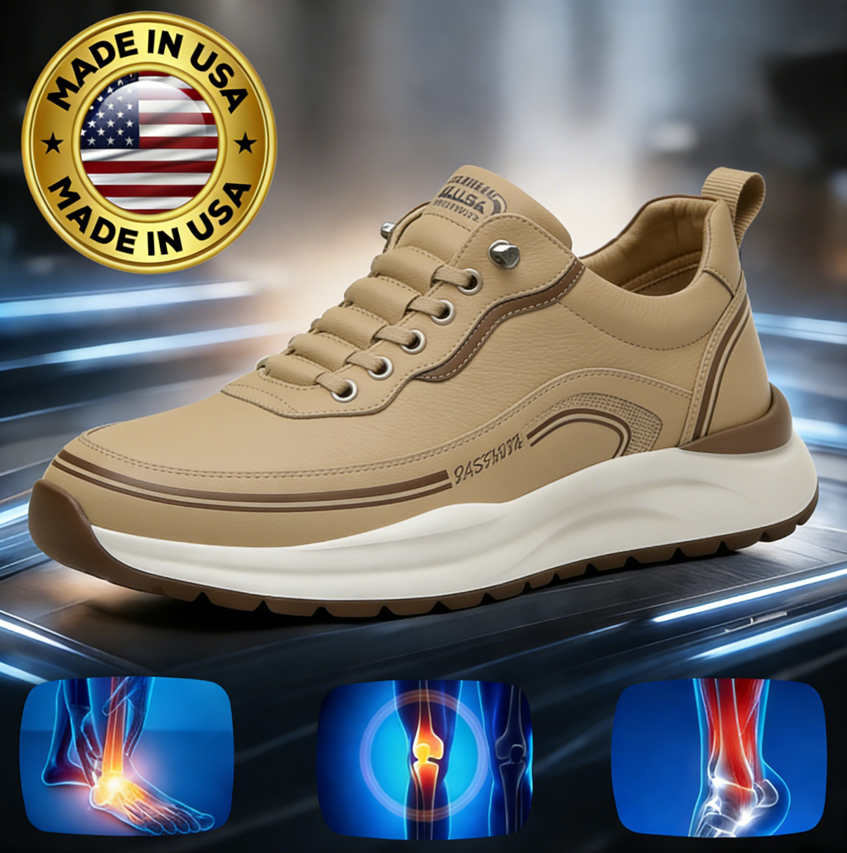 🐂【Έξυπνοι πάτοι】✅Δερμάτινα υψηλής ποιότητας + ραμμένα στο χέρι - απαραίτητο για τους άνδρες 🔴Φορητός Ποδίατρος🗽 Κατασκευασμένο στις Η.Π.Α.