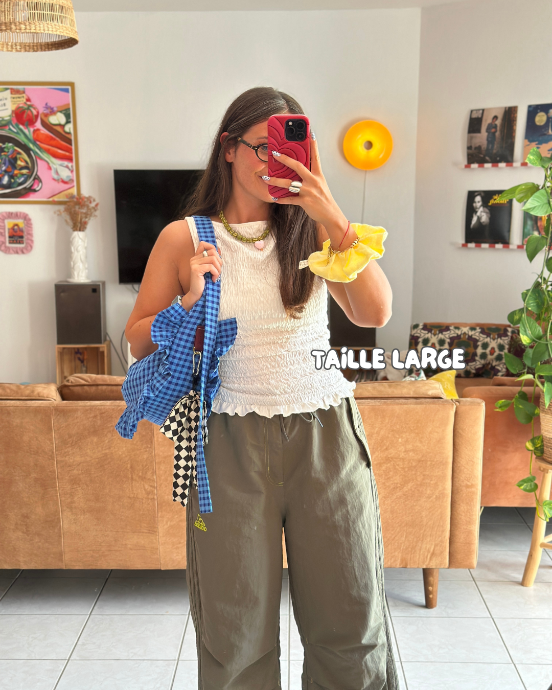 CROISSANT BAG Medium and Large Size - Blue gingham 