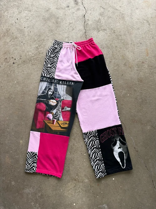 Pink zebra ghost face sweatshirt