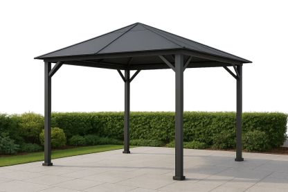 Pavillon Stahl Schwarz 300×300×260 cm – pulverbeschichtet, Montage erforderlich-Jardinaurorazen