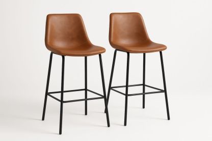 2er Set Barhocker mit Kunstleder und Metallgestell Braun/Schwarz-Jardinaurorazen