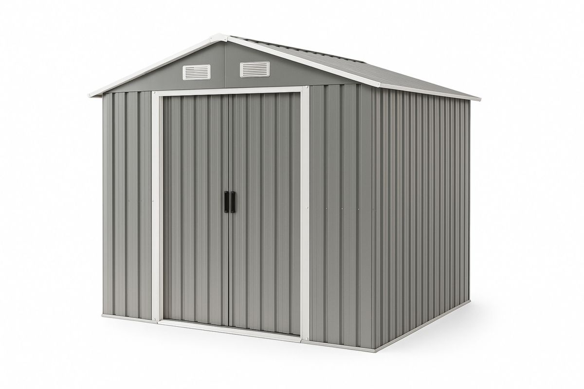 Metall Geräteschuppen aus verzinktem Stahl, 213×130×185 cm, Grau, mit Lüftungsöffnungen-Jardinaurorazen