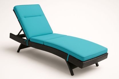 Verstellbare Rattan-Gartenliege mit Polyesterpolster Türkis 200cm-Jardinaurorazen