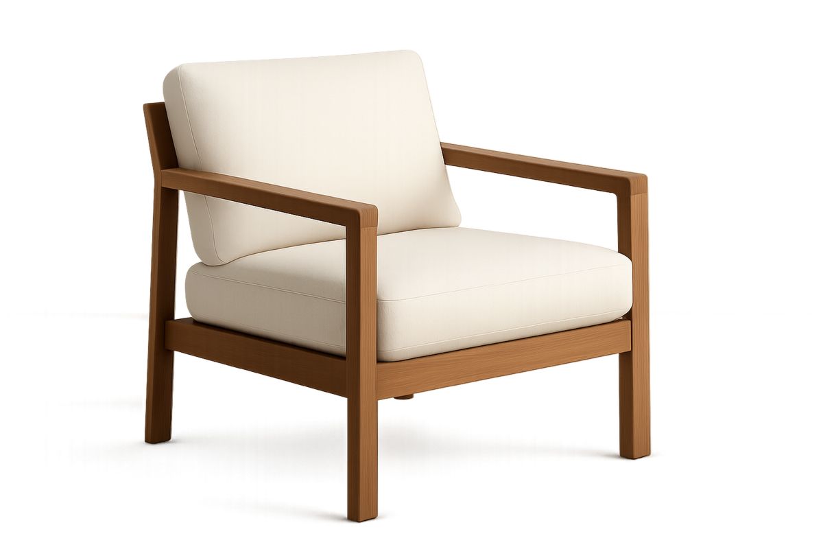 Holzrahmen Sessel mit Polyesterbezug Cremeweiß-Jardinaurorazen