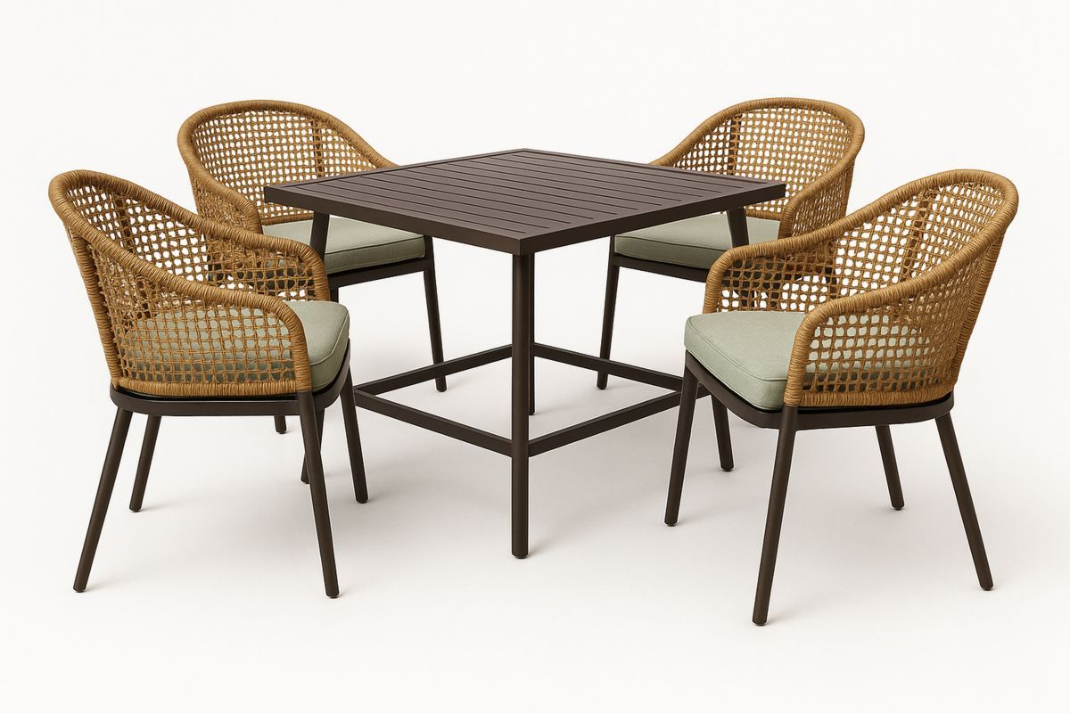 Gartenmöbel Set Metall Polyrattan Braun-Jardinaurorazen