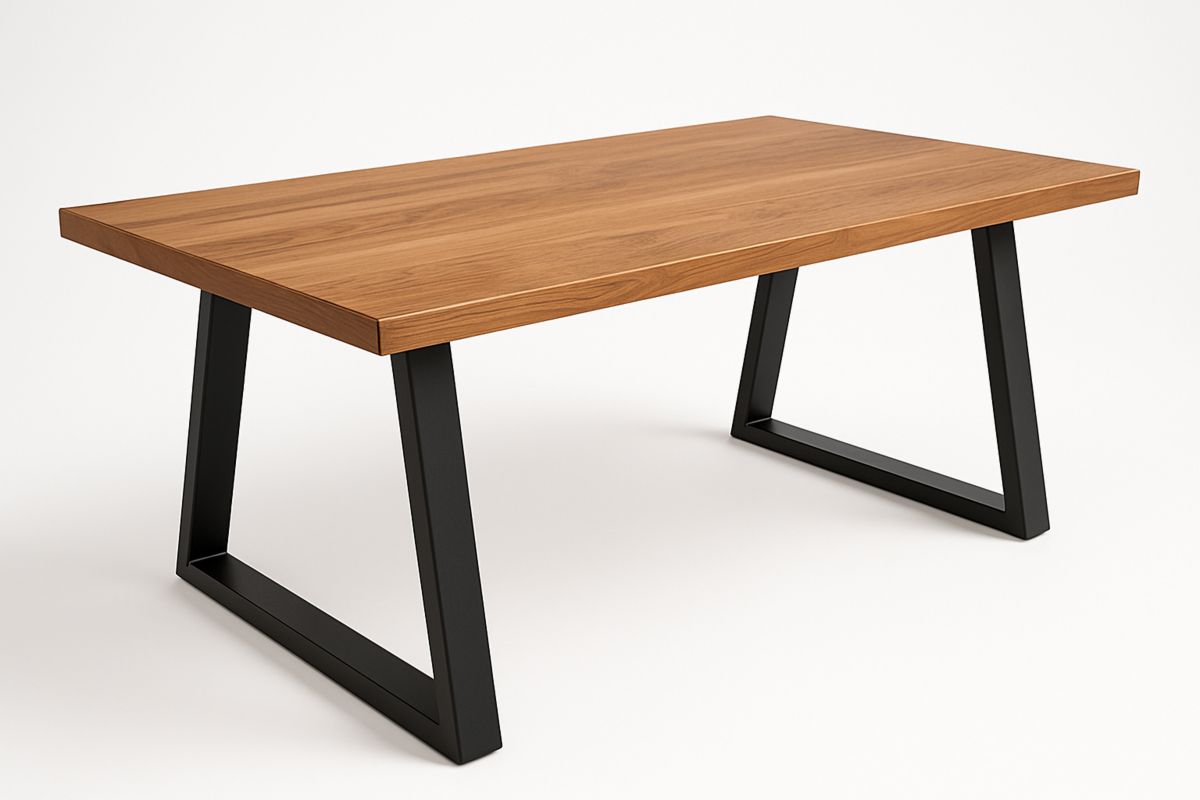 Rechteckiger Tisch mit Holzplatte und Metallgestell 180x90 cm Braun/Schwarz-Jardinaurorazen