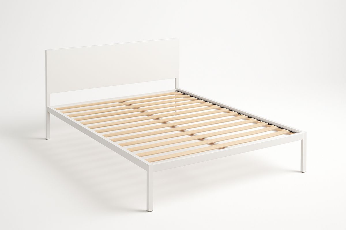 Metallbettgestell 140x200 cm mit Holzlattenrost Weiß-Jardinaurorazen