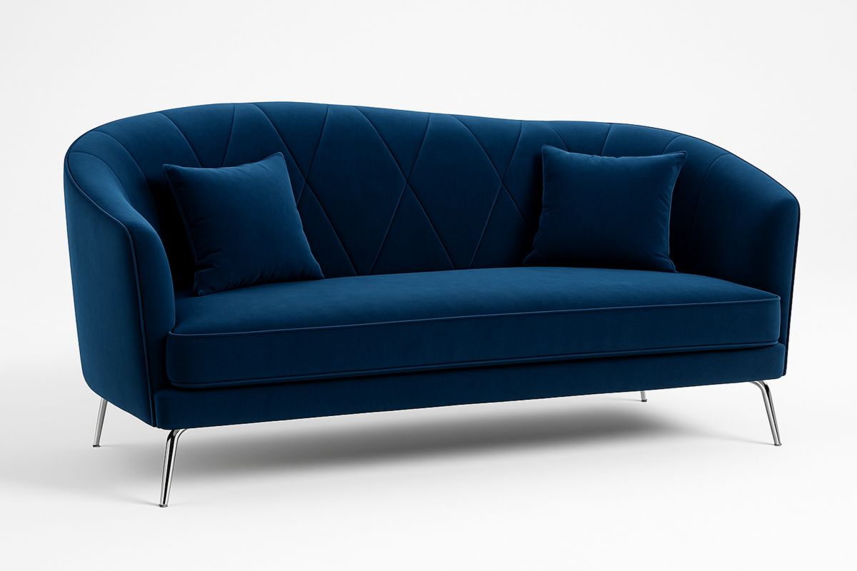 3-Sitzer Sofa Dunkelblau 200×85×80 cm – Polyester-Samt, Edelstahlbeine-Jardinaurorazen