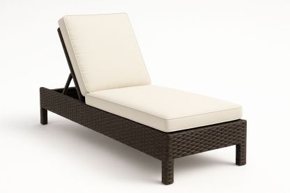 Polyrattan Gartenliege Braun/Creme mit verstellbarer Rückenlehne, inkl. Kissen, 200×65×35 cm, keine Montage erforderlich-Jardinaurorazen