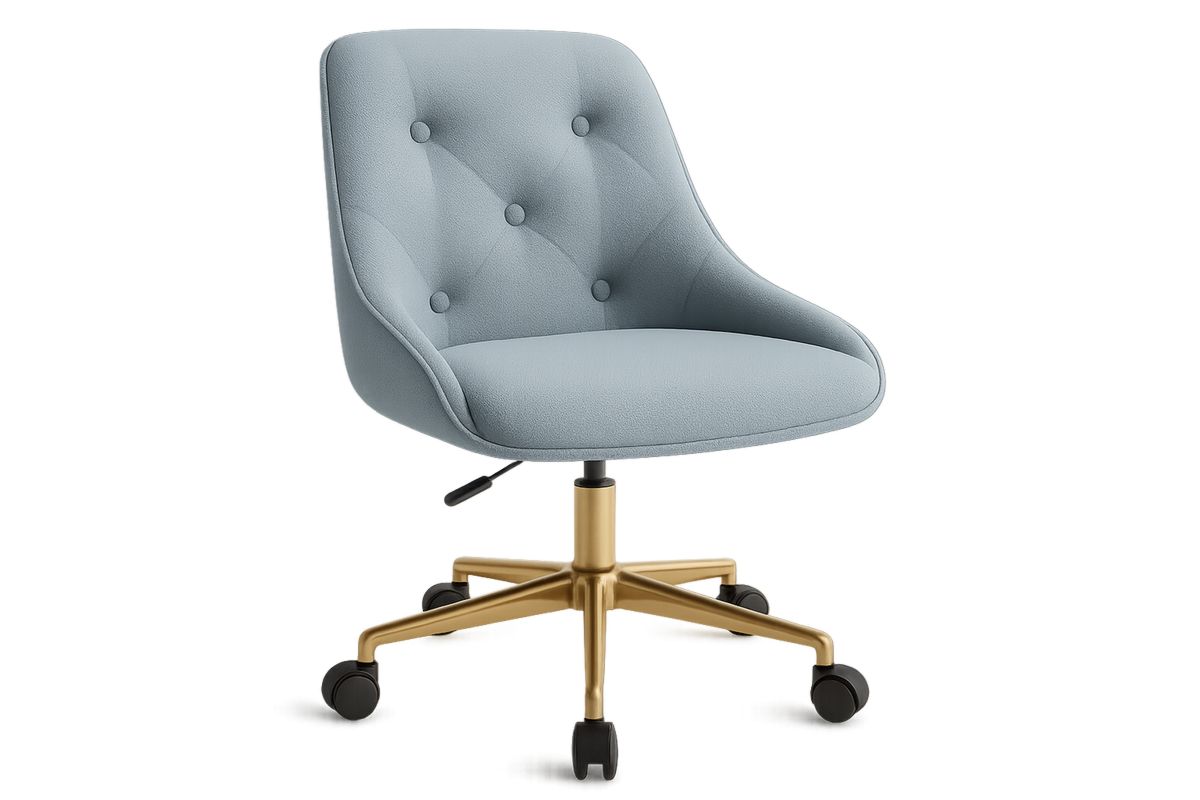 Bürostuhl aus Metall mit Stoffbezug in Hellblau-Jardinaurorazen