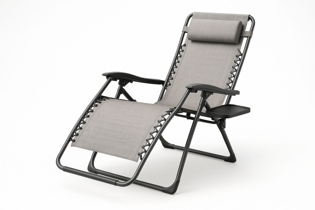 Gartenliegestuhl Klappbar Aluminium Textilene Grau-Jardinaurorazen
