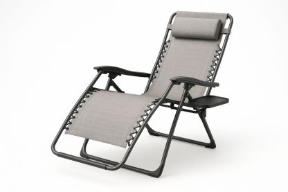 Gartenliegestuhl Klappbar Aluminium Textilene Grau-Jardinaurorazen