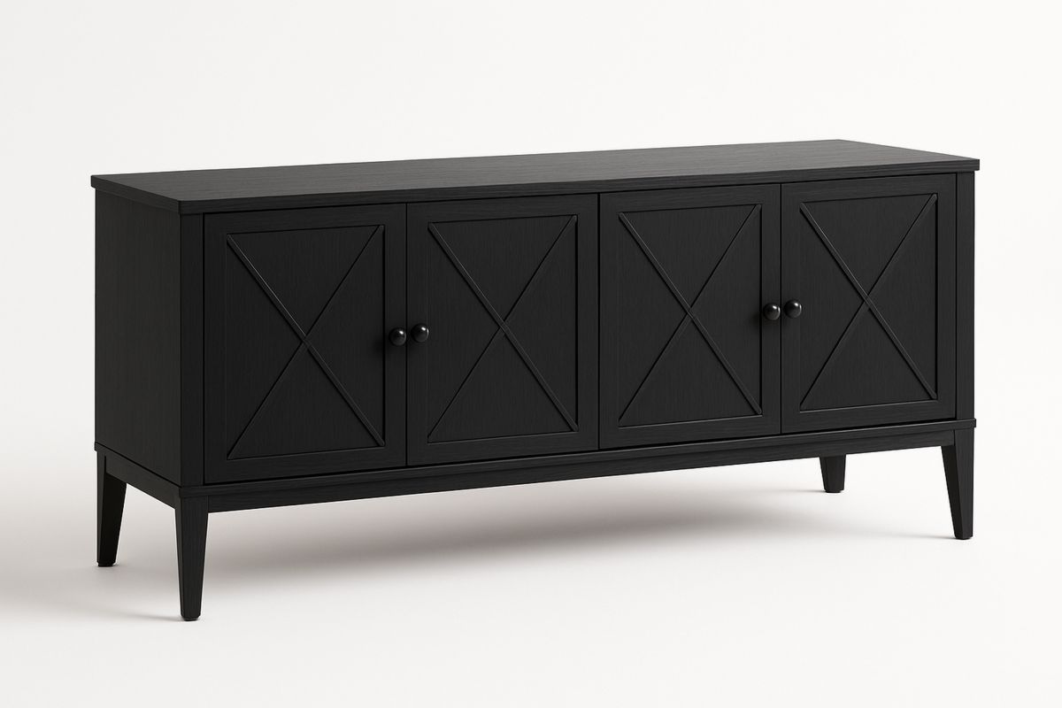 Schwarzes Holz-Sideboard mit 4 Türen 160x40x80 cm-Jardinaurorazen