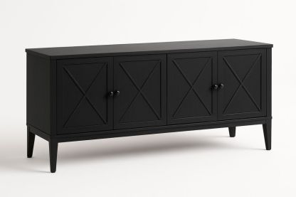 Schwarzes Holz-Sideboard mit 4 Türen 160x40x80 cm-Jardinaurorazen